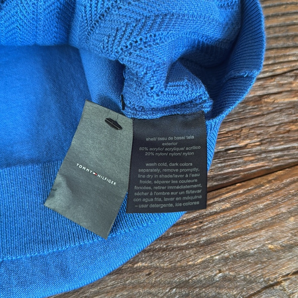 Tommy Hilfiger royal blue high neck shoulder buttoned sweater NWT size Small - Picture 6 of 10